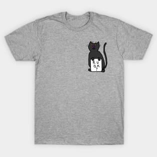 Small Black Cat asks R U OK T-Shirt